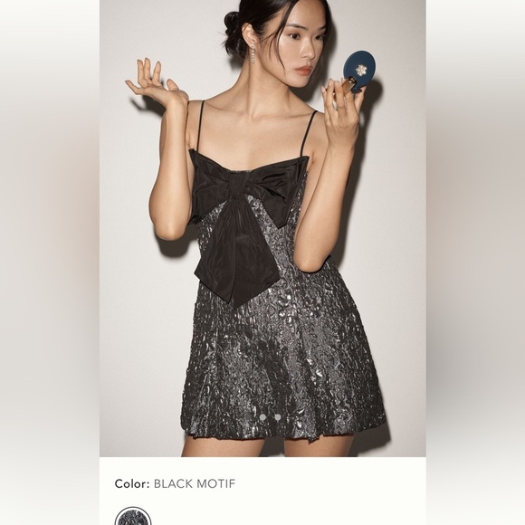 NWT new Anthropologie Maeve bow front jacquard romper black silver 10 dress - Picture 1 of 17